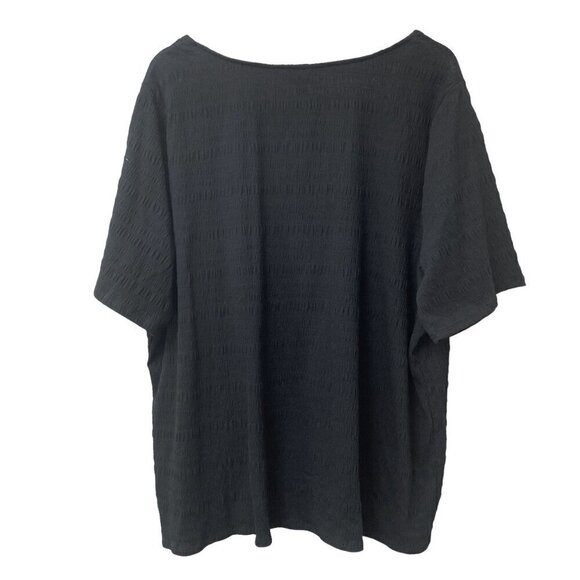 A NEW DAY Black Tee Plus Size 4X Smocked Cotton Blend Short Sleeve NWT - Picture 5 of 9